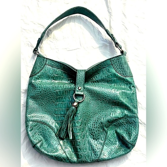 Sag Harbor Handbags - Sag Harbor Teal Crocodile-Embossed Women's Bag Purse